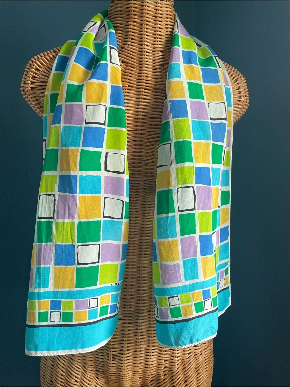 Vintage 80’s Liz Claiborne Mod Abstract Geometric Oblong Scarf